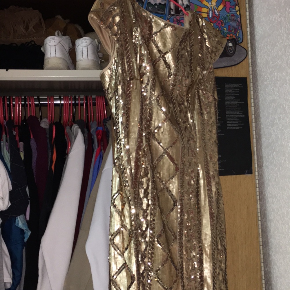 gold sequin patterned dress